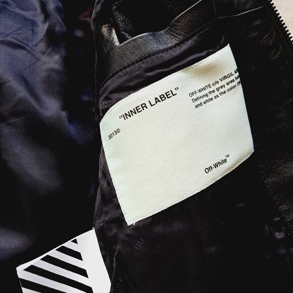 Off-White Shearling Bomber Jacket Size M - Picture 12 of 16